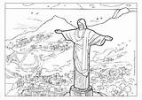 Christ Redeemer Statue Coloring Brazil Colouring Pages Rio Kids Sheets School Landmarks Choose Board sketch template