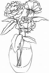 Vase Flower Drawing Peonies Printable Flowers Coloring Outline Drawings Digi Pages Draw Place Beccy Peony Beccysplace Single Collection Sketch Rose sketch template