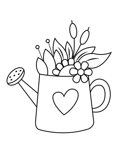printable watering  filled  flowers coloring page