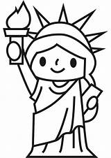 Statue Liberty Easy Drawing Coloring Funny Simple Pages Printable Draw Kids Paintingvalley Drawings sketch template