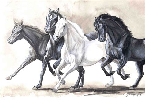 horses running gauche horse running drawing horse sketch horses