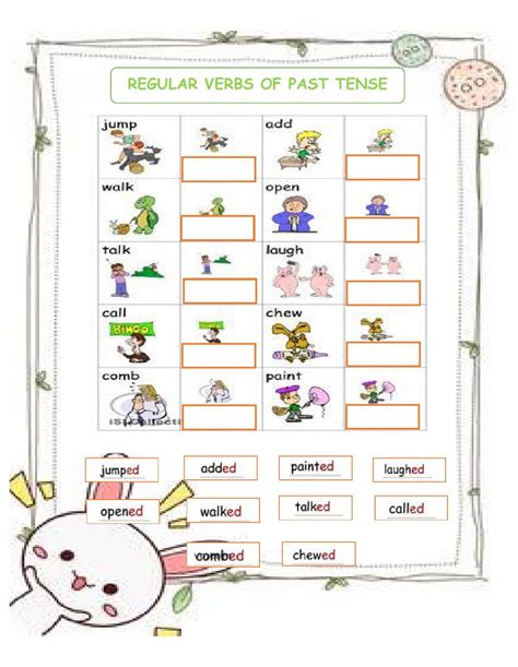 regular verbs of past tense worksheet