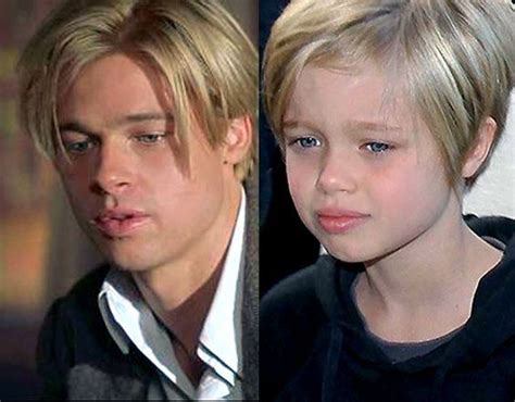 brad pitt and shiloh jolie pitt you d think that angelina s strong features would come thru