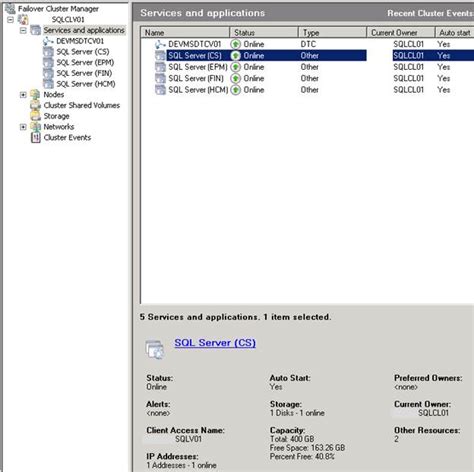 managing  windows  sql server cluster   failover cluster manager tool sql