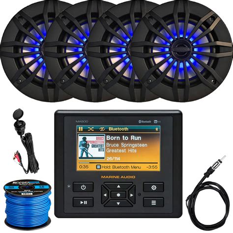 marine audio amfm usb bluetooth waterproof stereo       black weather resistant