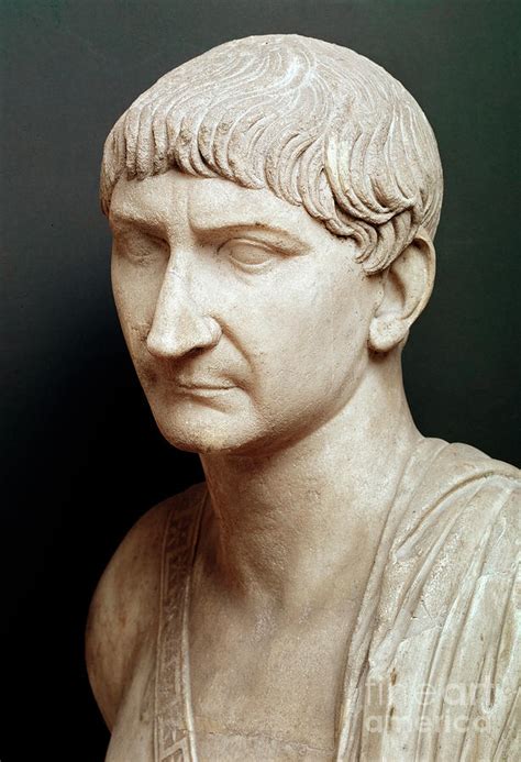 Marble Bust Of Emperor Trajan Marcus Ulpius Traianus Sculpture By