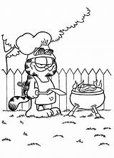 Garfield Coloring Barbeque Cooking Pages Netart Colouring Print Printable sketch template