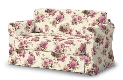 hagalund sofa bed cover pink  beige roses ivory background   hagalund sofa dekoria