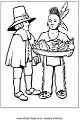 Pilgrim Indian Colouring Coloring History Thanksgiving Pages Native American First Corn Printable Kids Activity Templates Pdf Print Activities Girl Village sketch template