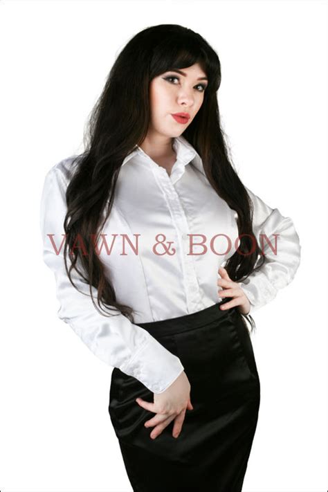 Satin Crossdresser Classic Blouse White Vawn And Boon