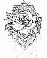 Coloring Pages Roses Tattoos Tattoo Adults Skull Rose Mandala Kids Printable Color Drawing Flower Print Stencils Cool Geometric Getcolorings Popular sketch template