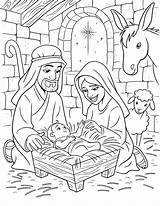 Nativity Jesus Birth Coloring Christ Primary Inclined Primarily sketch template