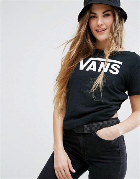 vans classic logo  shirt  black asos fashion tracksuit women tee outfit