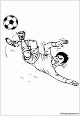 Pages Ball Soccer Kicking Player Coloring Color sketch template