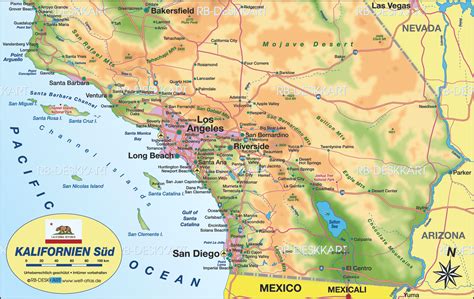 map  california south region  usa welt atlasde