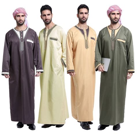 Buy 2018 Muslim Men Abaya White Long Sleeve Thobe Robe