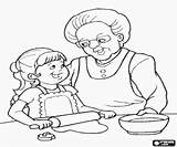 Coloring Grandma Granddaughter Grandmother Cooking Drawing Pages Grandparents Printable sketch template