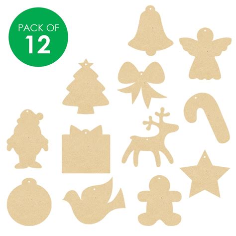 wooden christmas shapes assorted pack   christmas ornaments