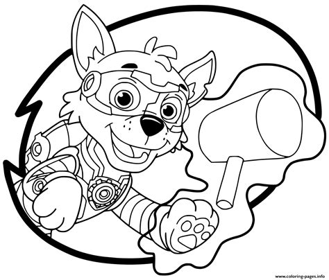 paw patrol mighty pups rocky coloring pages  printable coloring