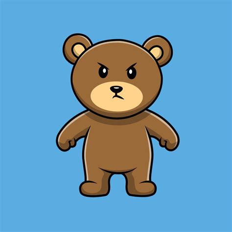 cute angry bear cartoon vector icon illustration animal icon concept