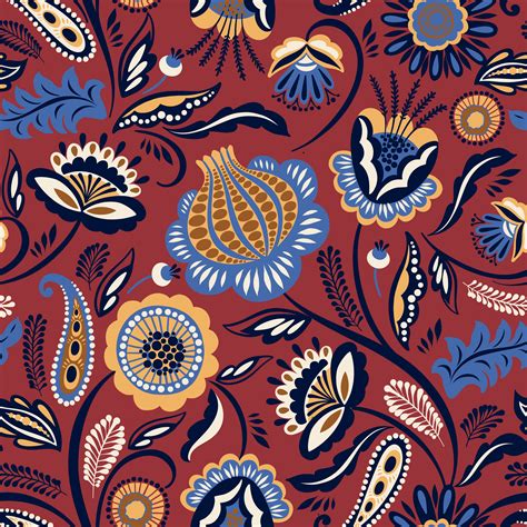 folk floral seamless pattern modern abstract design  vector art