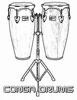 Coloring Conga Pages Drums Instruments Musical Template sketch template