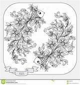 Coloring Pisces Zodiac Pages Flowers Pattern Hand Drawn Book Dreamstime Line Books Horoscope Colouring Adult Flower Visit Symbol Tattoo Use sketch template