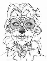 Coloring Skull Sugar Pages Girl Skulls Printable Roses Adult Adults Dead Dia Muertos Los Print Sheets Candy Girly Girls Color sketch template