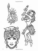 Tattoo Coloring Classic Book Amazon Designs Books Traditional Dover Old School sketch template