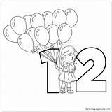 Twelve Pages Coloring Balloons Numbers Color sketch template