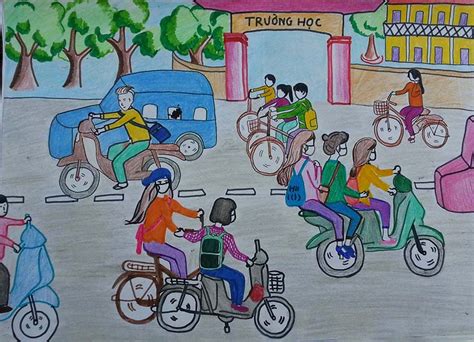 top 7 tranh vẽ về an toàn giao thông hot nhất 350 việt nam