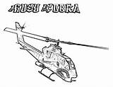 Helicopter Coloring Pages Cobra Huey Apache Color sketch template