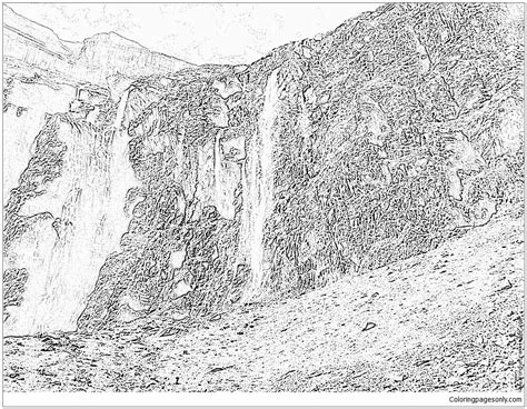 waterfalls montagne coloring page  printable coloring pages