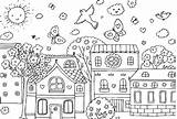 Coloring Village 72kb Drawings sketch template