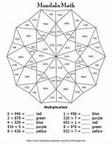 Math Mandala Digit Color Multiplication Number Worksheets Grade Subject sketch template