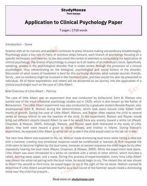 application  clinical psychology paper  essay