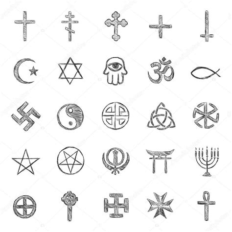 vector set  sketch religious symbols stock vector  nikiteev