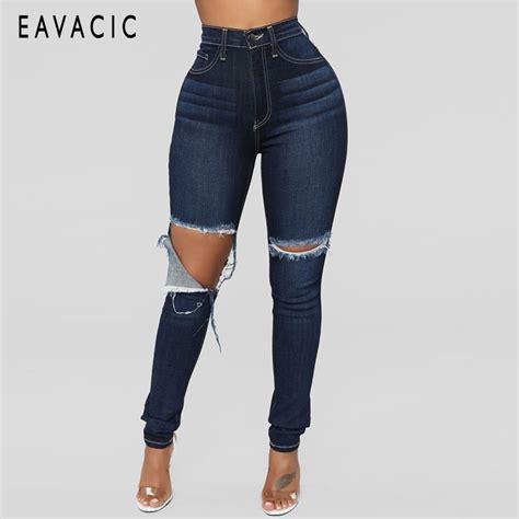 sexy ripped butt jeans for women hole skinny jeans plus size woman
