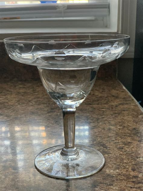 Vintage Margarita Glasses Set Of 2 Crystal Etched Martini Etsy