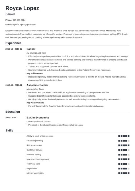 banking resume sample banker objective template