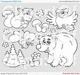 Animals Forest Coloring Plants Illustration Collage Digital Clipart Outlines Royalty Rf Visekart Background Transparent Clip Regarding Notes Quick sketch template