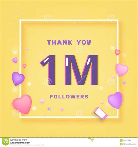 1m Followers Thank You Banner Vector Illustration Stock