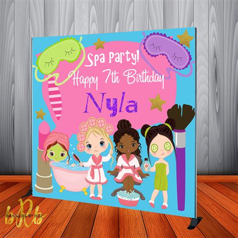 spa party birthday backdrop personalized step repeat designed pri