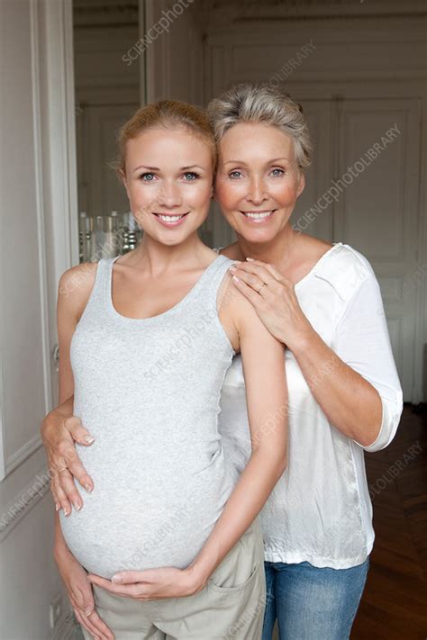 Woman Hugging Pregnant Daughter Stock Image F005 3067 Science