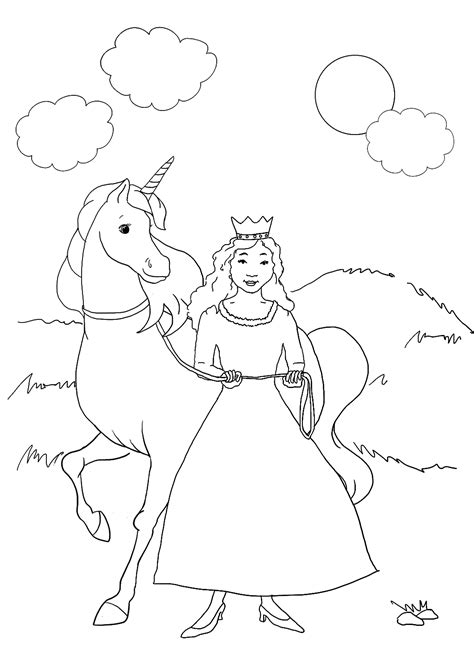 gambar printable unicorn princess coloring pages cartoon