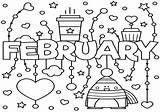 February Coloring sketch template