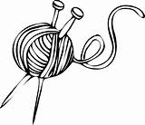 Yarn Clip Drawing Knitting Knit Clipart Pink Wol Breien Wool Ball Needles Line Clker Handwerk Cliparts Large sketch template