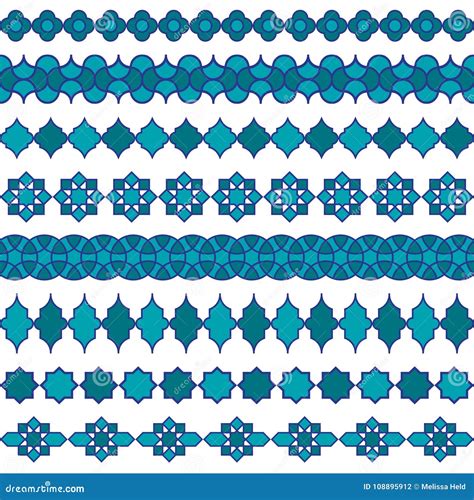 blue moroccan vector border patterns stock vector illustration