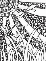 Coloring Pages Abstract Dragonfly Colouring Kids Doodle Spiral Color Patterns Adult Mosaic Printable Print Doodles Zentangle Books Para Butterflies Butterfly sketch template