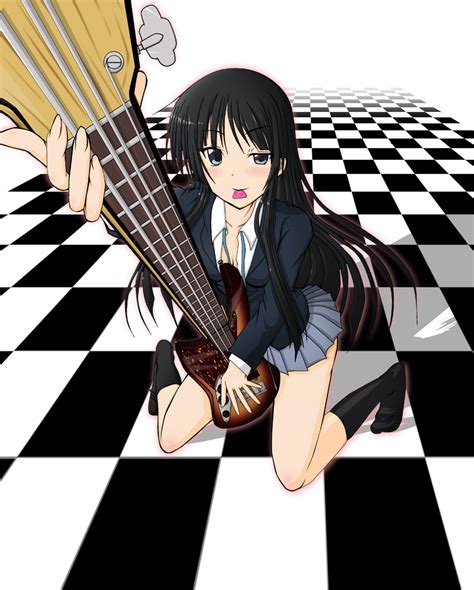 safebooru 1girl akiyama mio bass guitar checkered female instrument k